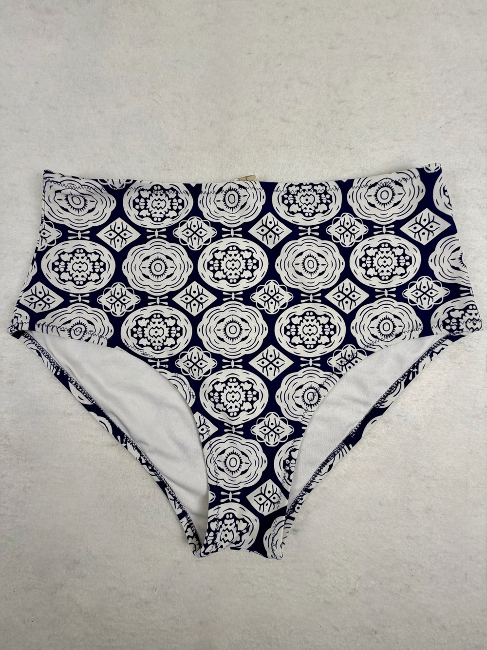 Cupshe High Waisted Bikini Bottoms Blue White Geometric Print Medium